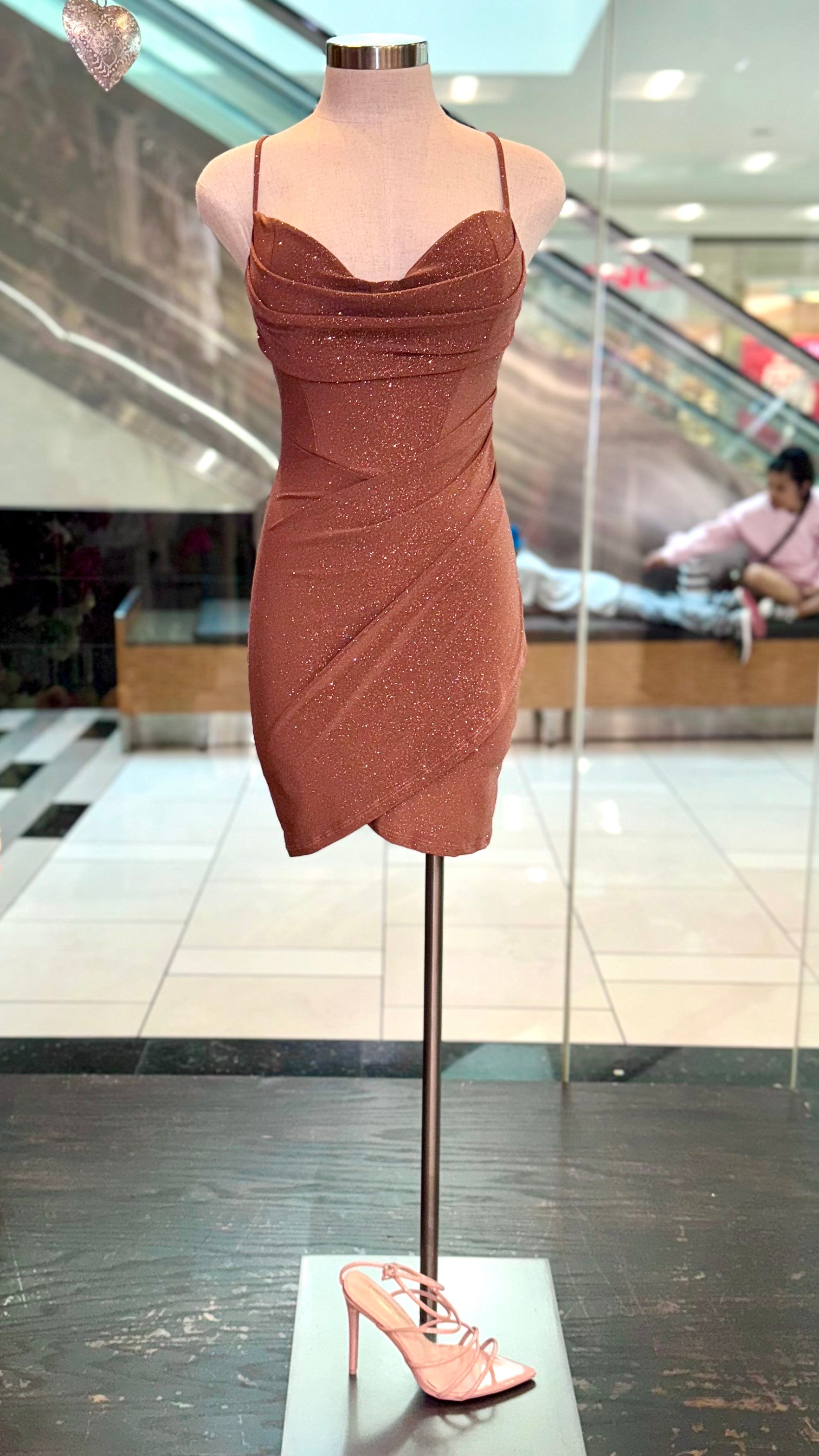 slim fit dress slacks City Triangles Sequin V-Neck Formal Dress 5  newdsalem
